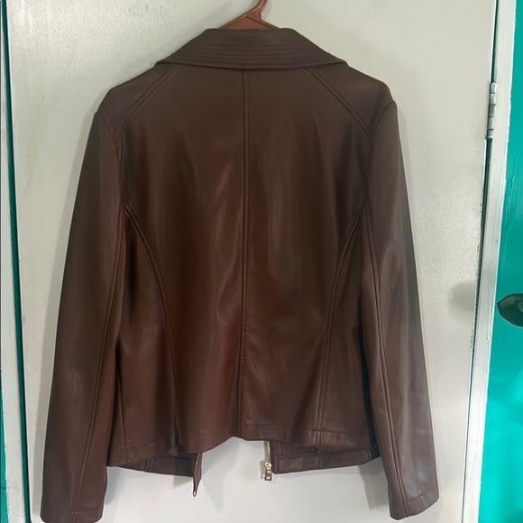 Marc New York Brown Leather Biker Jacket - Picture 9 of 16